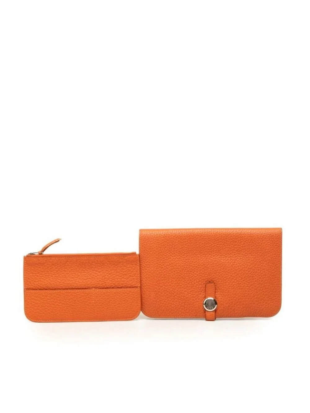 Hermes Dogon Duo Wallet Orange Silver Taurillon Clemence